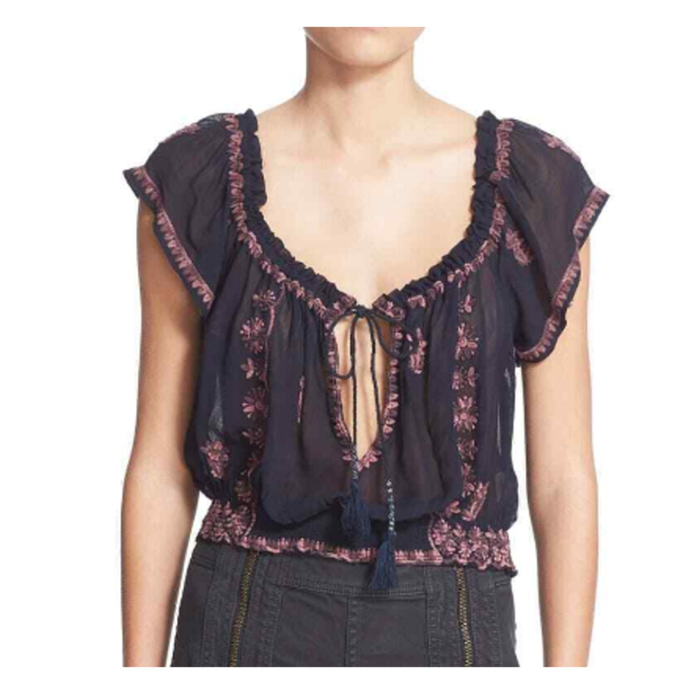 Free People - Paisley Park Peasant Top Sz. L